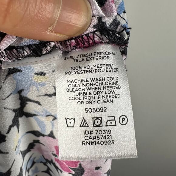 Loft Black White Blue & Purple Floral Wrap Knee Length Skirt - Picture 8 of 8